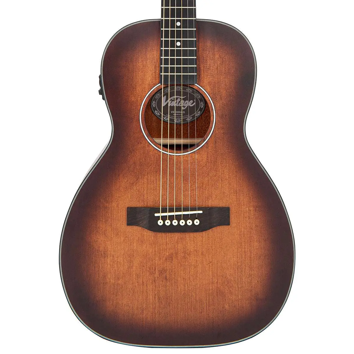 Vintage VE1800AQ Stage Series 'Parlour' Electro-Acoustic Guitar ~ Antiqued - Image 5