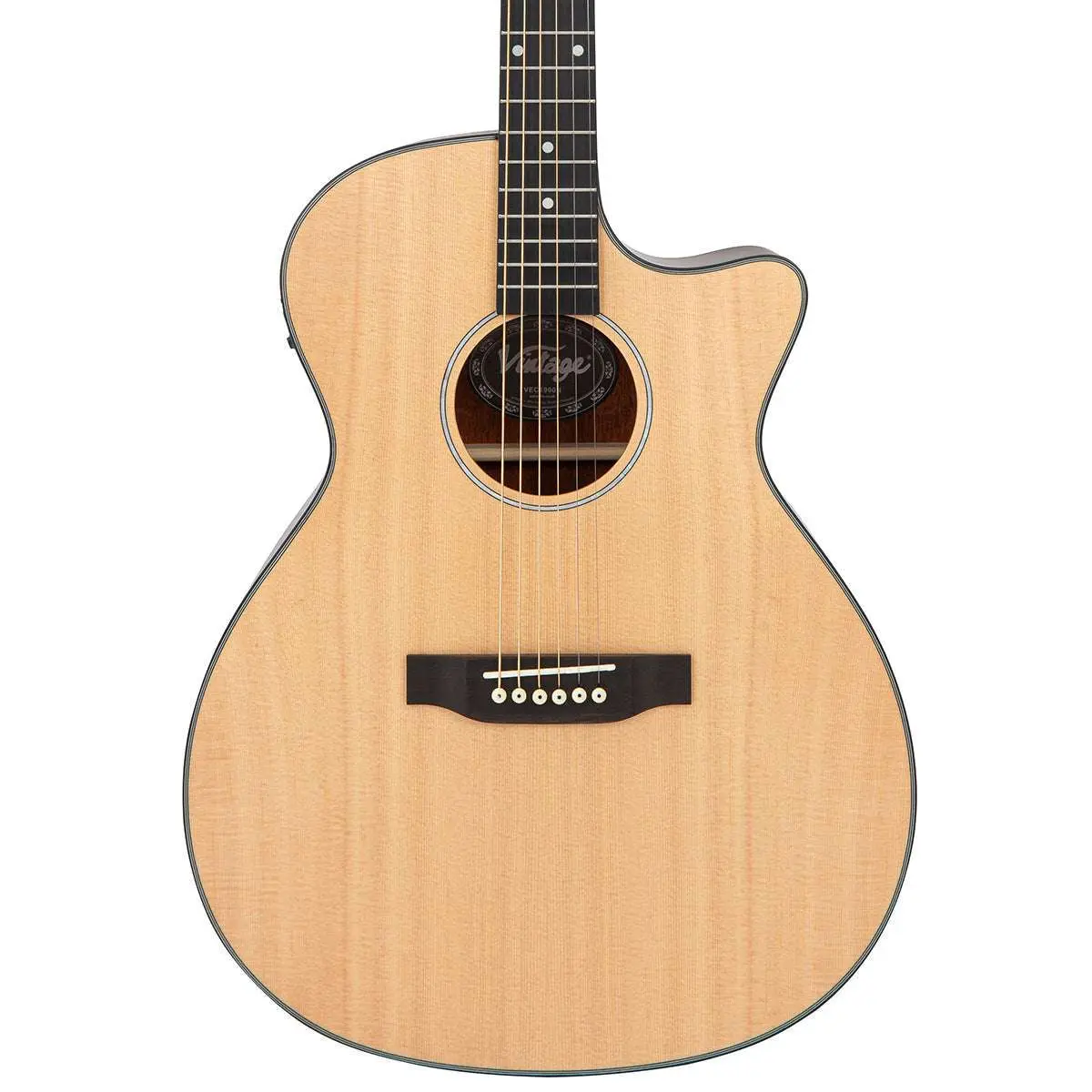 Vintage VEC1900N Stage Series 'Grand Auditorium' Cutaway Electro-Acoustic Guitar ~ Natural - Image 13