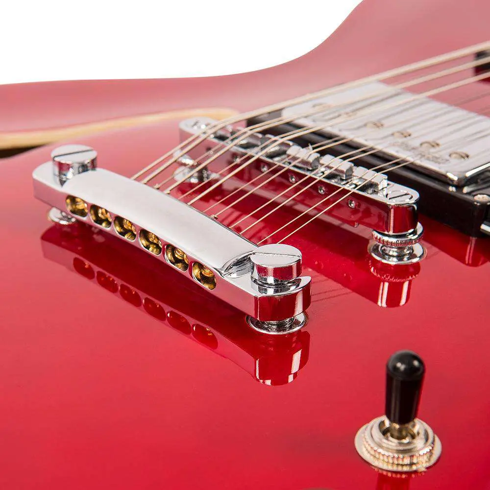 Vintage VSA500 ReIssued 12-String Semi Acoustic Guitar ~ Cherry Red - Image 18