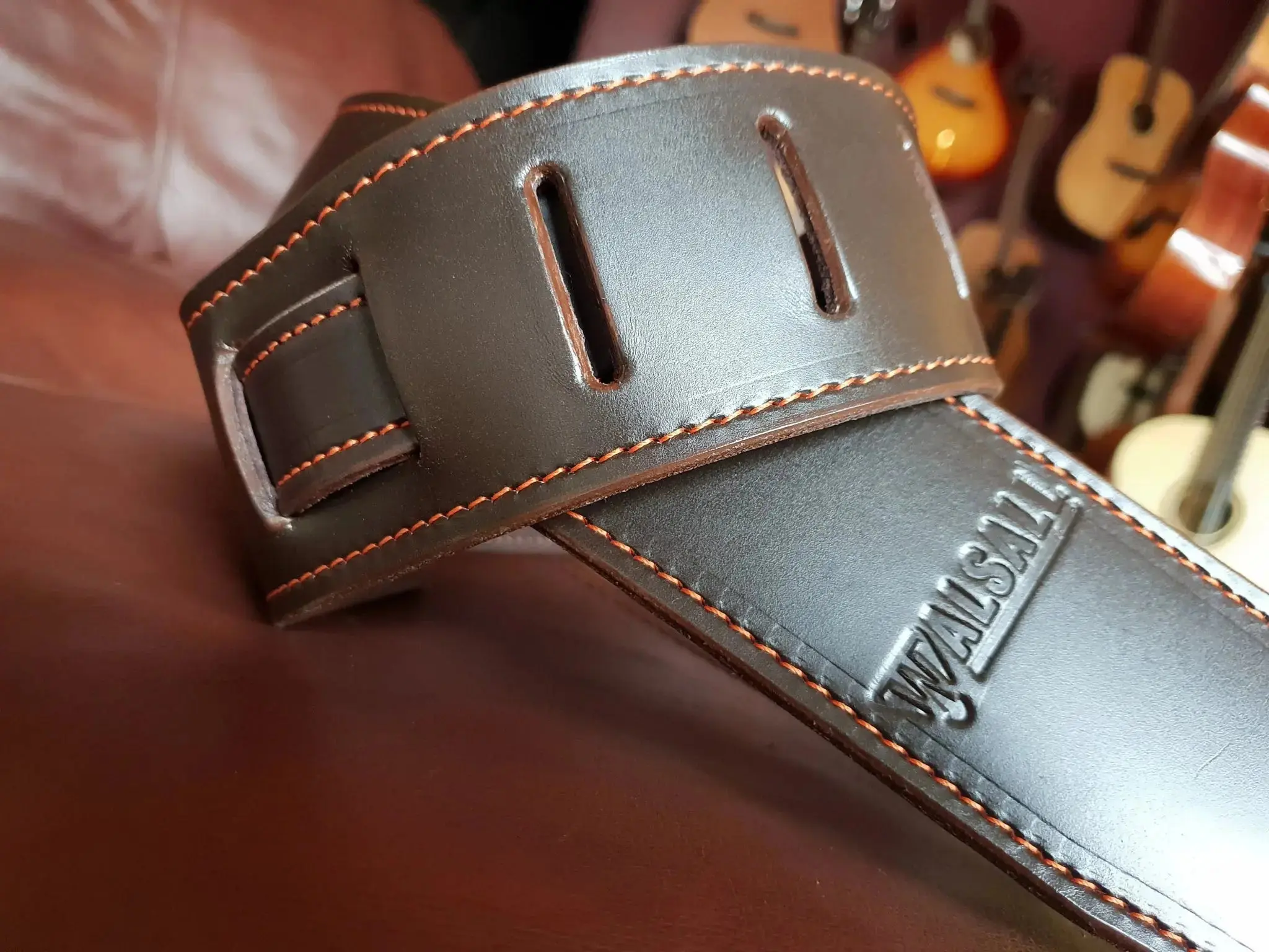 Walsall Hand Made Premium Padded Bridle Leather Guitar Strap - Image 10
