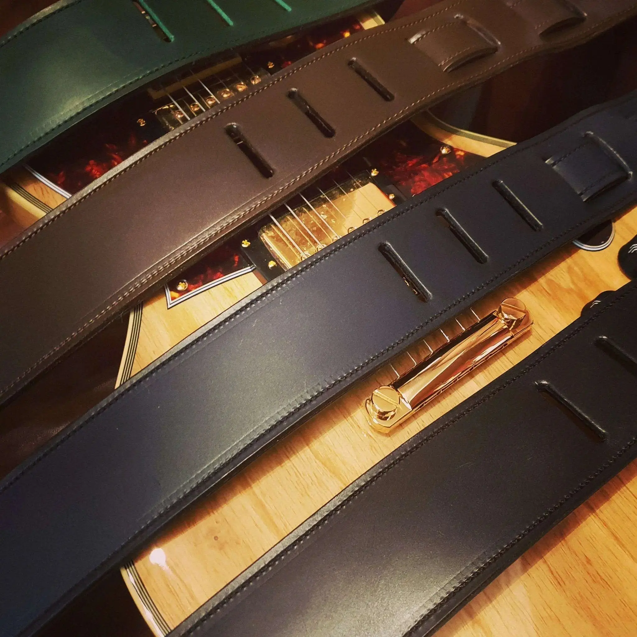 Walsall Hand Made Premium Padded Bridle Leather Guitar Strap - Image 9