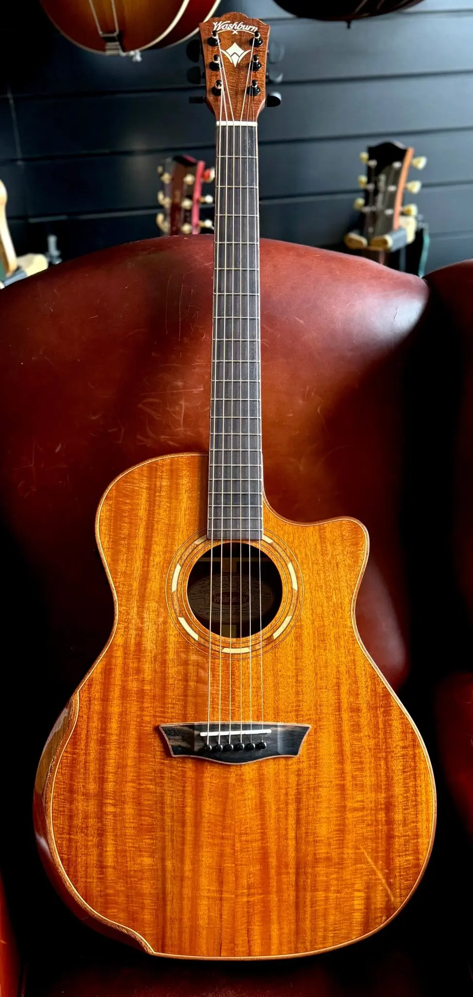 Washburn G55CE KOA w/ CASE - Grand Auditorium - Natural Electro Acoustic Guitar - Image 14