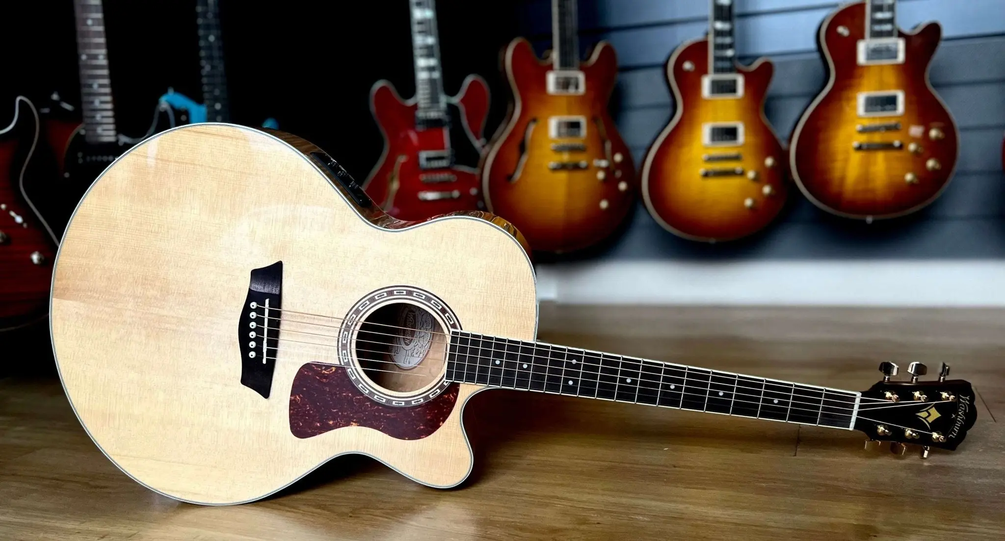 Washburn HJ40SCE Jumbo w' Flamed Maple Back & Sides.  £225 Custom Pro Setup & Support Package Included - Image 5