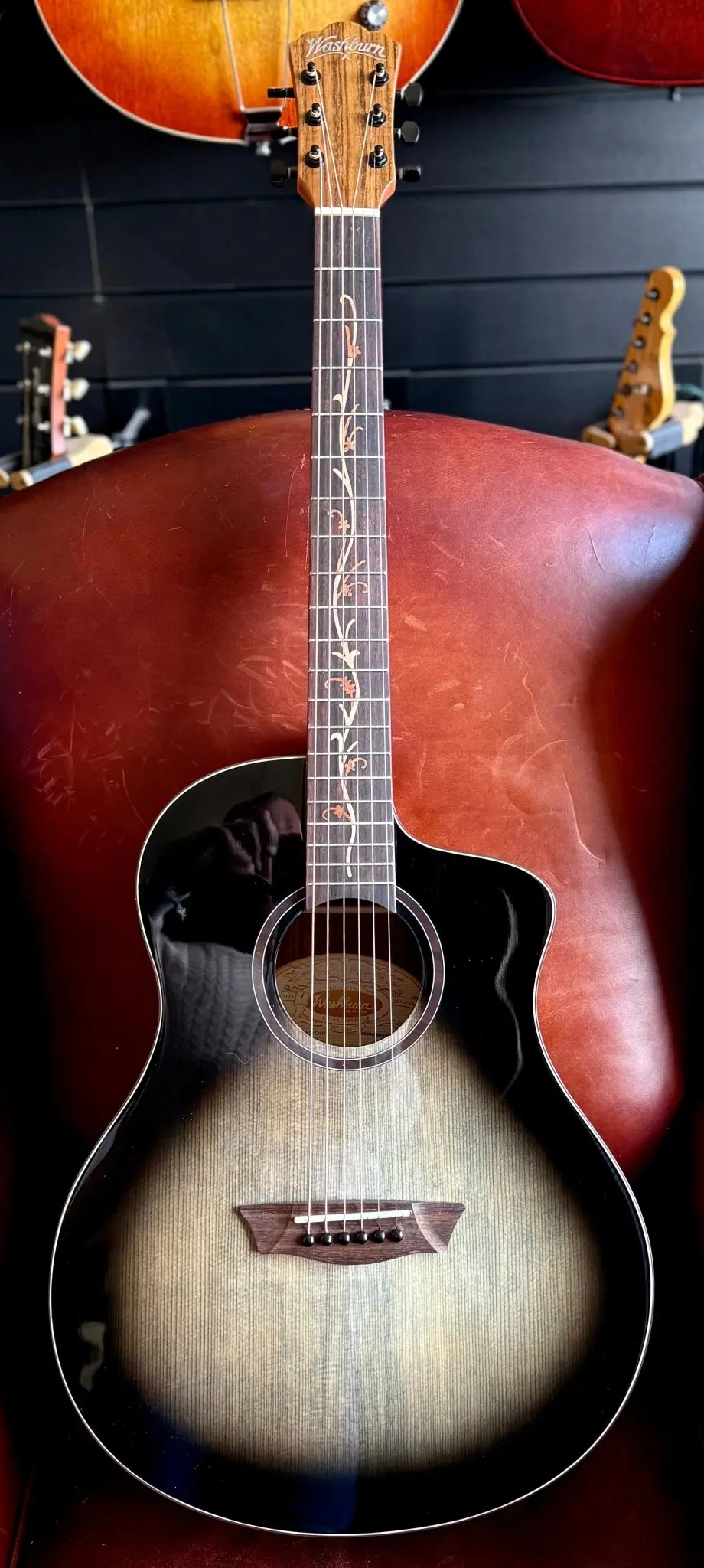 Washburn Bella Tono VITE-S9V - Gloss Charcoal Burst Electro Acoustic Guitar w' £225 Custom Pro Setup & Support Package - Image 10